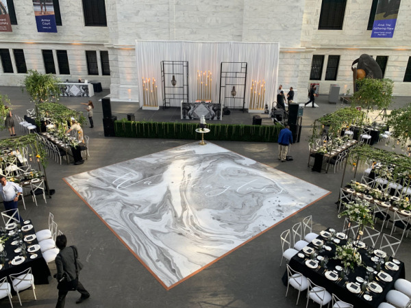 Marbled pattern custom floor graphic at Cleveland Museum of Art