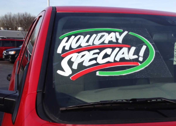 "Holiday Special!" Hand-Painted Windshield Sign