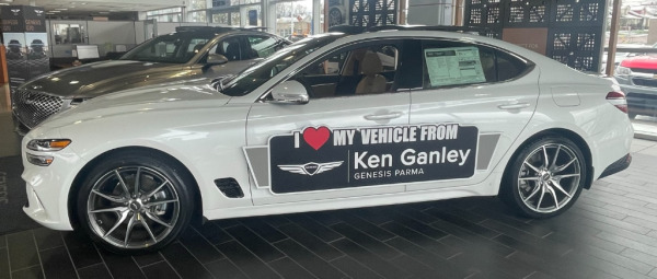 "I Love My Vehicle From Ken Ganley" magnetic vehicle sign in Parma, OH
