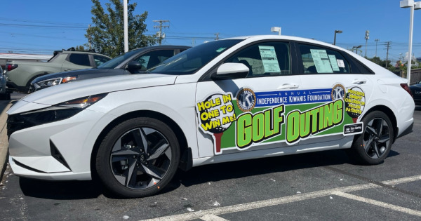 Magnetic vehicle sign advertising annual fundraiser event at Ken Ganley dealership