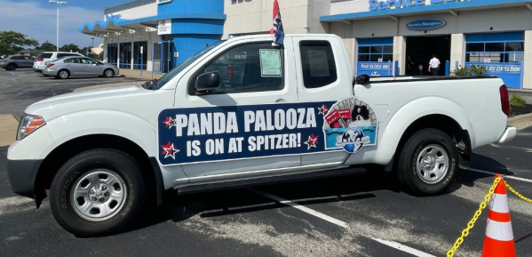 Panda Palooza event magnetic vehicle sign at Spitzer dealership