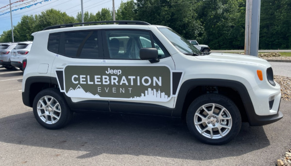"Celebration Event" magnetic vehicle sign at Jeep dealership
